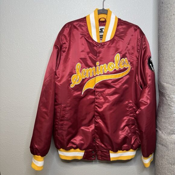 Men's Starter Garnet Florida State Seminoles O-Line Varsity Jacket XL Satin - Picture 1 of 7